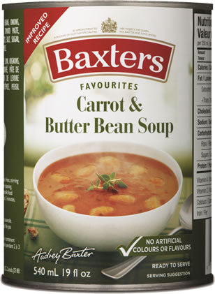 Baxters Carrot & Butter Bean Soup, 540ml/19 fl oz., {Imported from Canada}