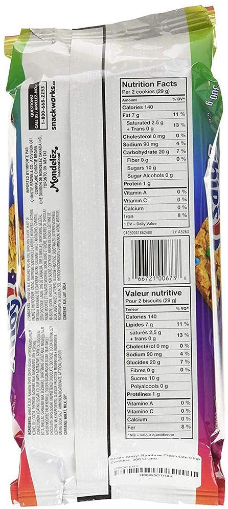 Christie Chips Ahoy Rainbow Chocolate-Chip - Cookies, 300g/10.6oz (3pk){Imported from Canada}