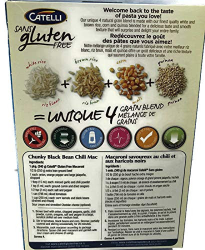 CATELLI Gluten Free Pasta Trio -FUSILLI, Spaghetti & Macaroni, 340g/12oz. Per Box, {Imported from Canada}