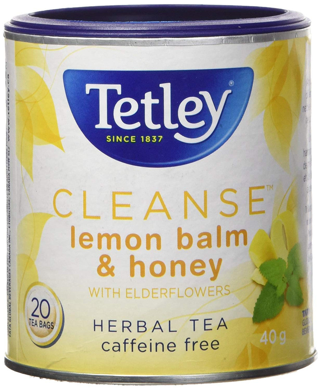 Tetley Tea Cleanse (Lemon Balm and Honey) Herbal Tea, 20ct, 40g/1.4oz. (Imported from Canada)