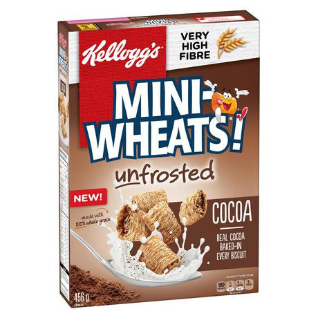 Kellogg's Mini-Wheats! Unfrosted Cocoa Cereal, 456g/16 oz., {Imported from Canada}