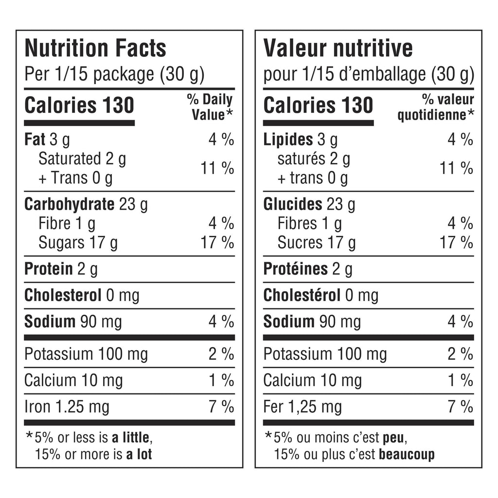 Betty Crocker Reese's Brownie Mix, 453g/16 oz., Box, nutrition facts label.