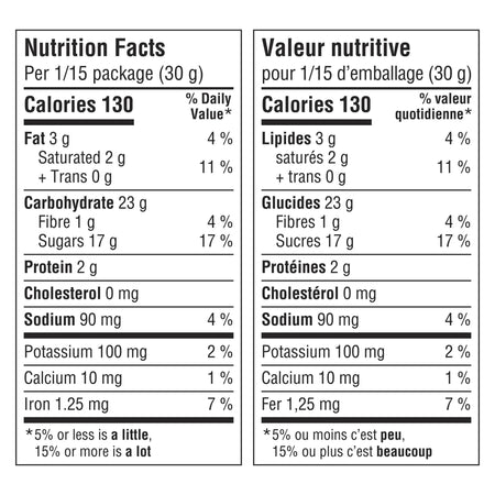 Betty Crocker Reese's Brownie Mix, 453g/16 oz., Box, nutrition facts label.