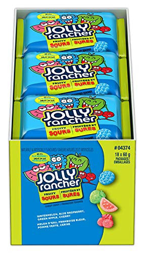 Jolly Rancher Fruity Sours Candy, 60g/2.1oz, per (18 Pack) {Imported from Canada}