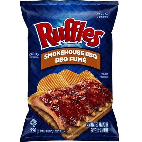 Ruffles, Smokehouse BBQ Potato Chips, 220g/7.8oz., {Imported from Canada}