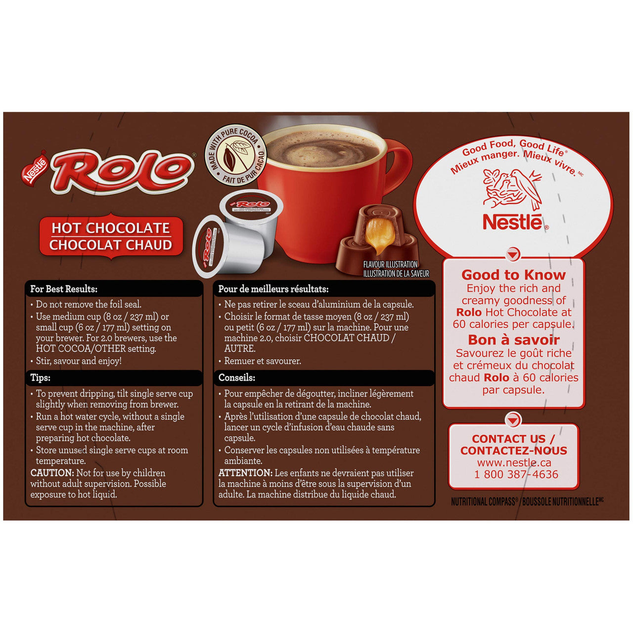 Nestle Carnation ROLO, Hot Chocolate, Keurig K-Cup Compatible Pods 12x15g (Pack of 6, 72 ct) {Imported from Canada}