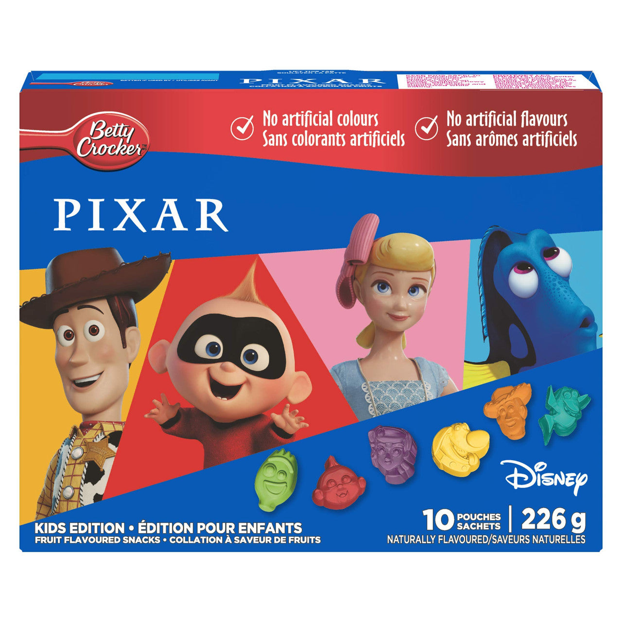 Betty Crocker Gluten Free Pixar Fruit Snacks, 10 Pouches, 226g/8 oz., {Imported from Canada}