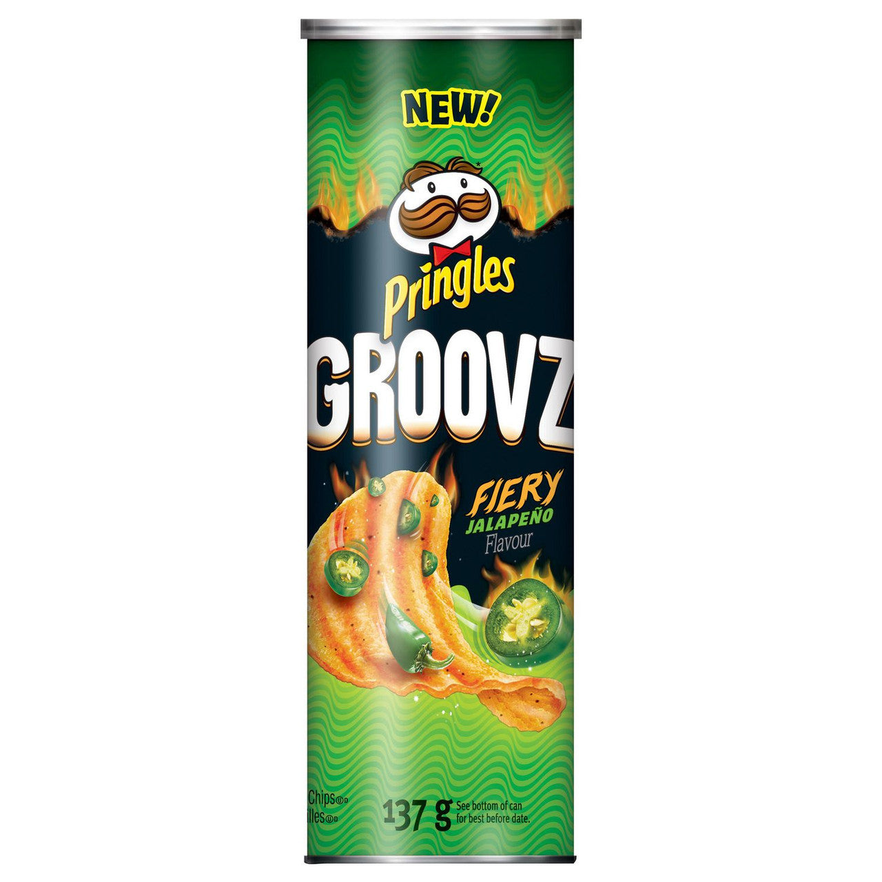Pringles Groovz Fiery Jalapeno Potato Chips, 137g/4.8 oz., {Imported from Canada}