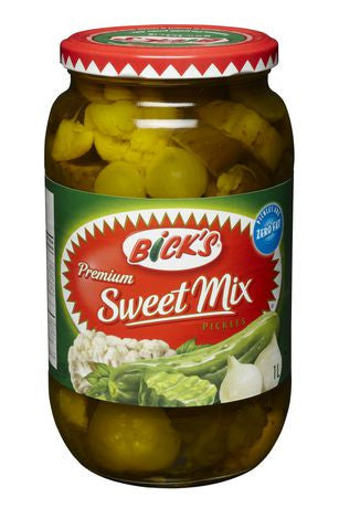 Bicks Sweet Mix Pickles, 1L/33.81 fl. oz. Jar, {Imported from Canada}