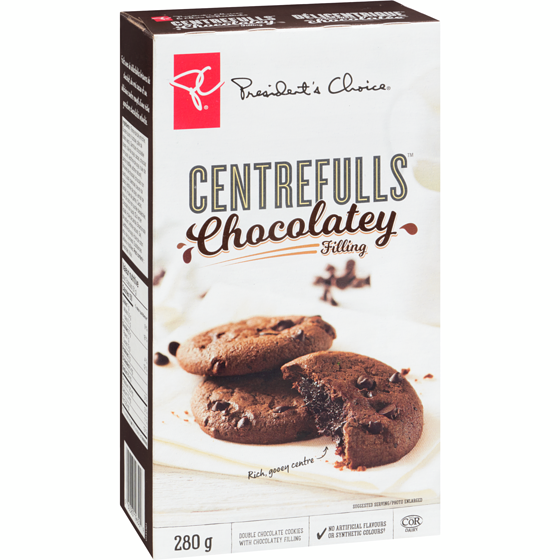 President's Choice, Centrefulls Chocolatey Filling Double Chocolate Cookies, 280g/9.9oz., {Imported from Canada}