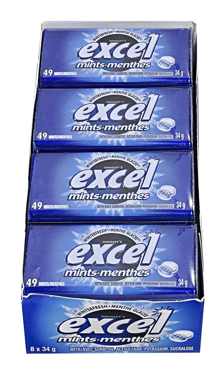 Excel Mints Winterfresh, 34g Tin, 8 Count, {Imported from Canada}