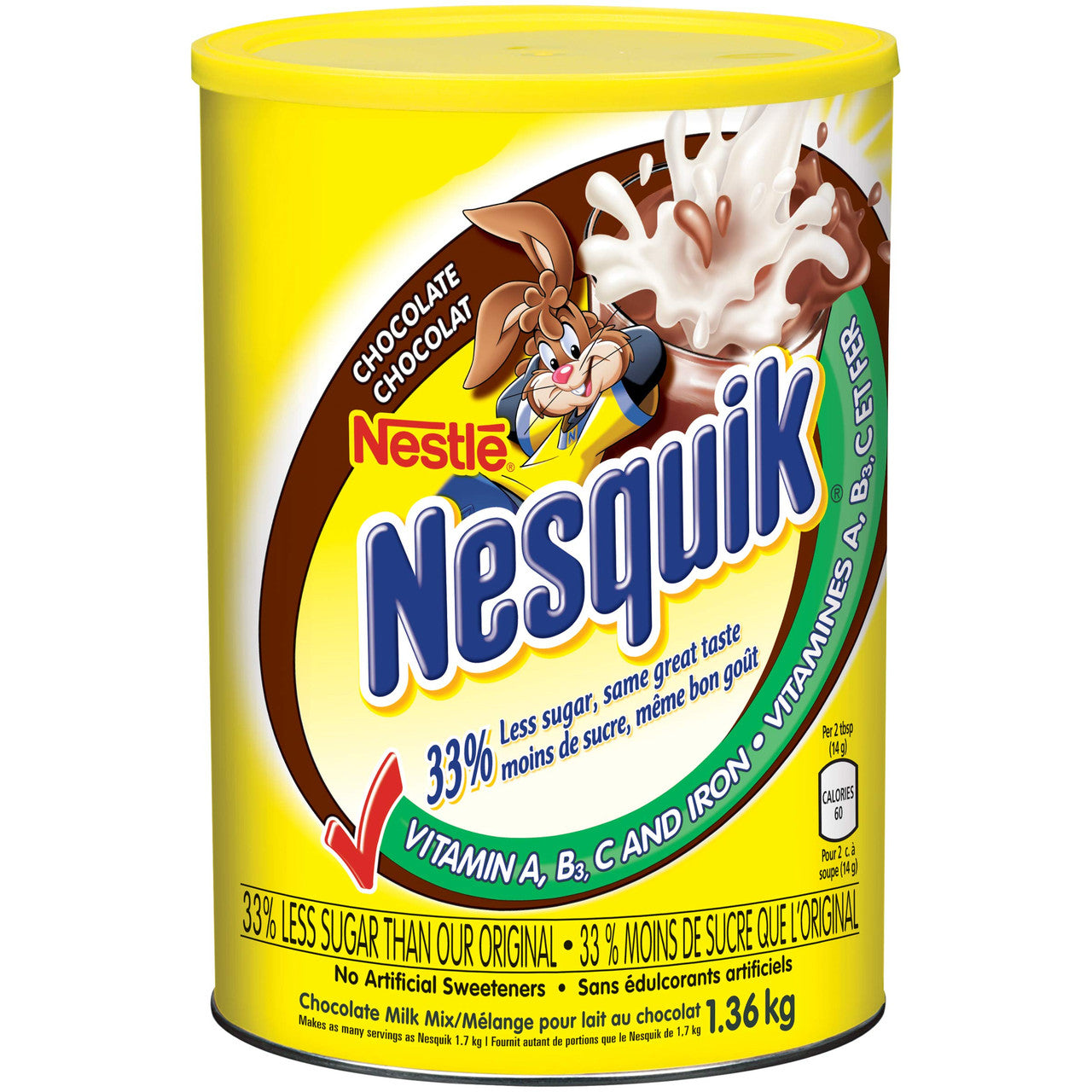 Nestle Nesquik Chocolate Milk Mix, Canister, 1.36 Kg/3lbs, {Imported from Canada}