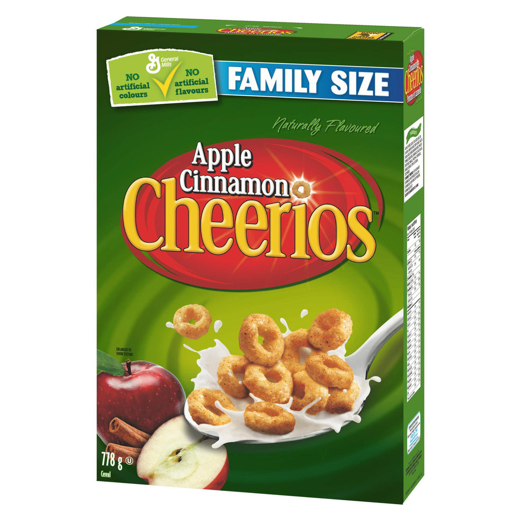 Cheerios Apple Cinnamon Naturally Flavoured Cereal Family Size, 778g/27.4oz, (Imported from Canada)