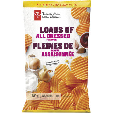 PC Rippled Potato Chips Loads of All Dressed Flavour Club Size 750g/26.5 oz. {Imported from Canada}