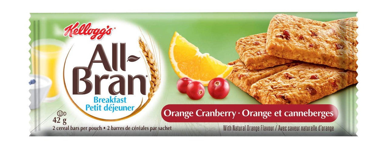 Kellogg's All Bran Cranberry Citrus Bars 210g/7.4oz Imported from Canada