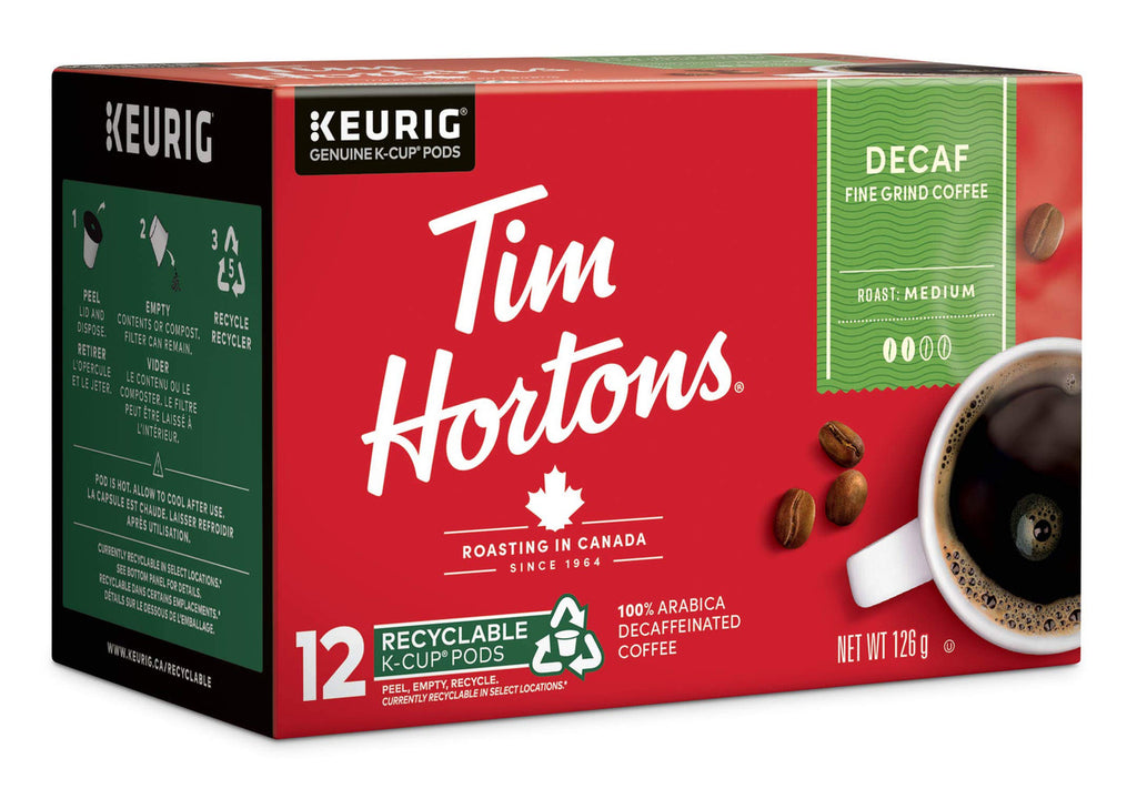 Tim Hortons Decaf Single Serve K-Cups, 12 Count {Imported from Canada}