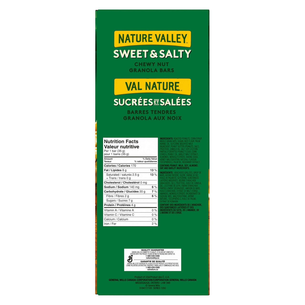 Nature Valley Sweet and Salty Peanut Chewy Nut Bars, 32pk, 1.1kg/2.4 lbs.,{Imported from Canada}
