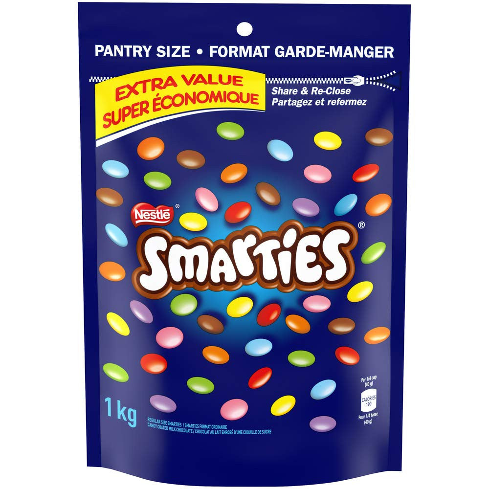 Nestle Chocolate Smarties Pantry Size 1kg/2.2lb Bag, {Imported from Canada}