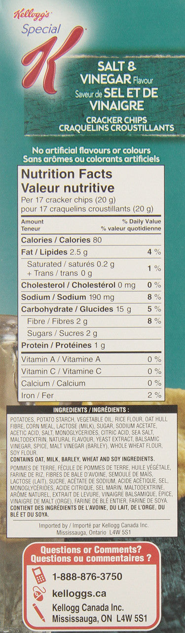 Kellogg's Special K Cracker Chips Salt and Vinegar 113 Gram/3.98 oz {Imported from Canada}