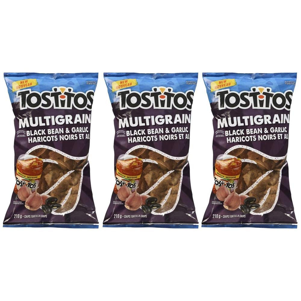 TOSTITOS Multigrain Black bean & Garlic Tortilla Chips 210g/7.4oz, 3-Pack {Imported from Canada}