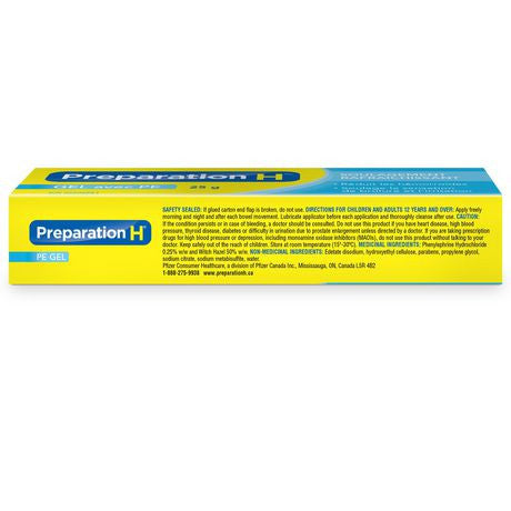 Preparation H PE Gel (25g/0.9oz.) with Phenylephrine & Witch Hazel, Cooling Hemorrhoid Relief, {Imported from Canada}