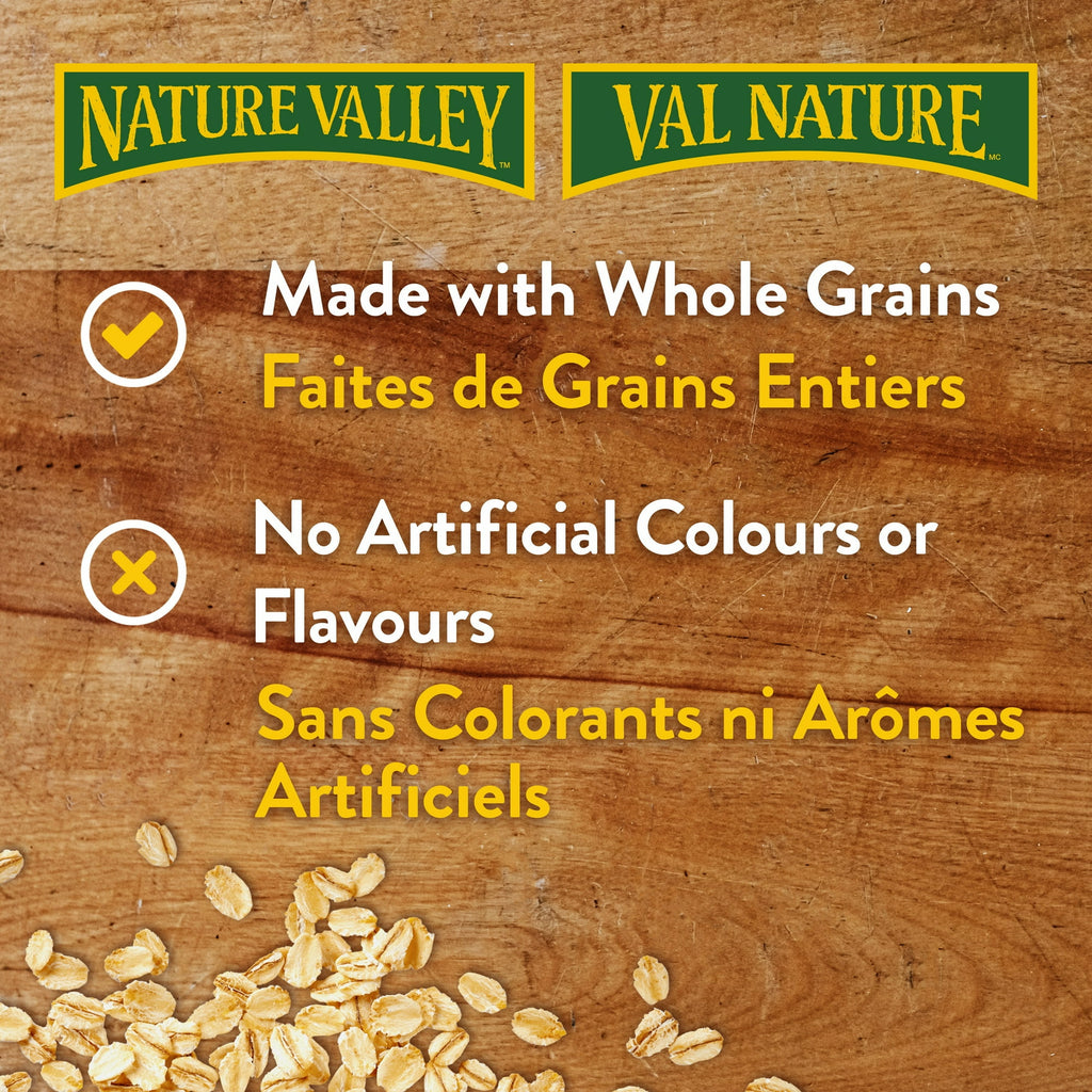 Label of Nature Valley Sweet and Salty Cashew are made with whole grains and no artificial colors or flavors