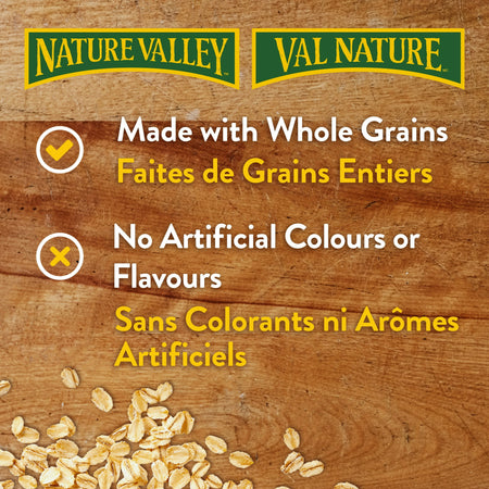 Label of Nature Valley Sweet and Salty Cashew are made with whole grains and no artificial colors or flavors