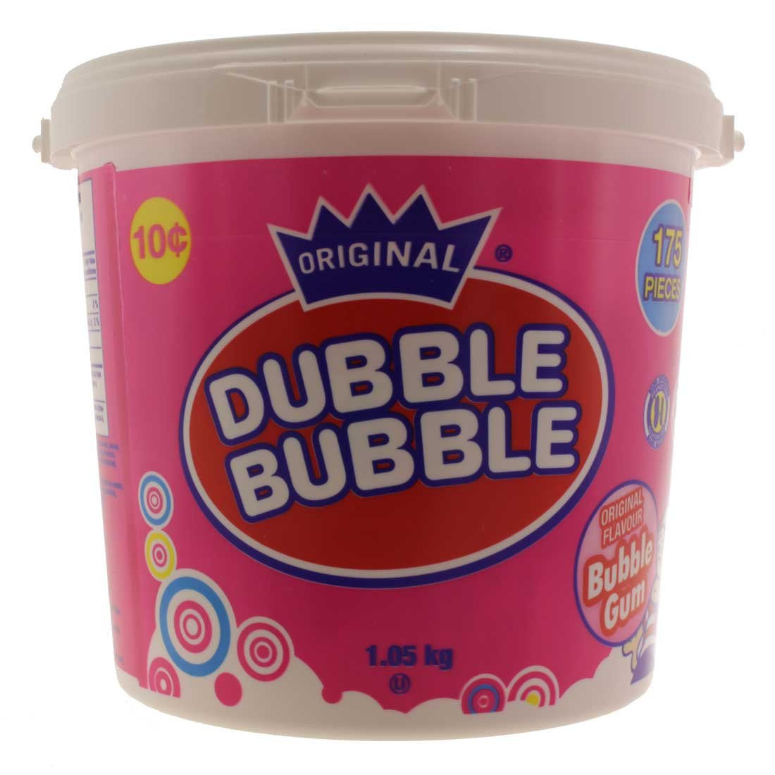 Dubble Bubble Classic 175 count Bubble Gum Tub - 1.05kg/2.3lbs., {Imported from Canada}