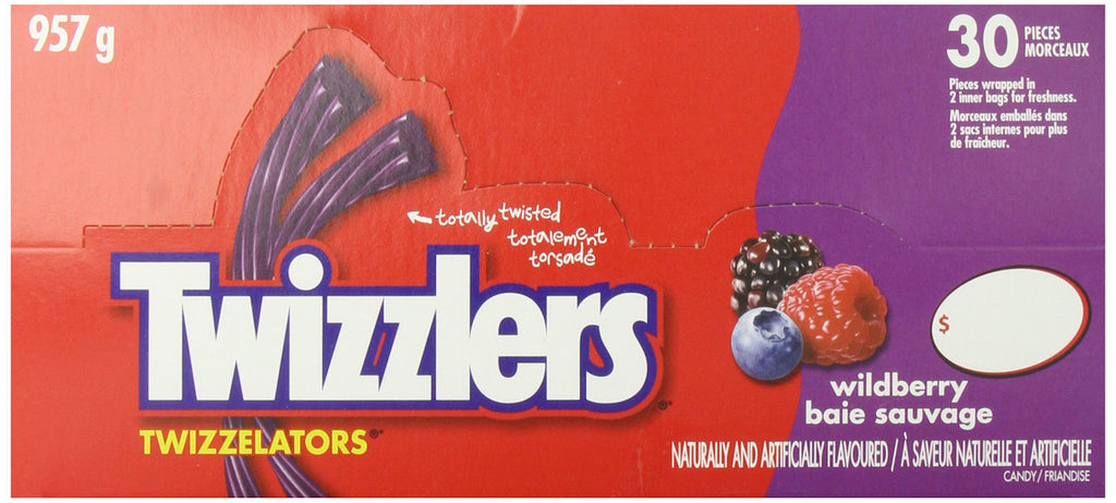 Twizzlers Twizzelators  Wildberry, 30ct,  957g/33.75oz.{Imported from Canada}