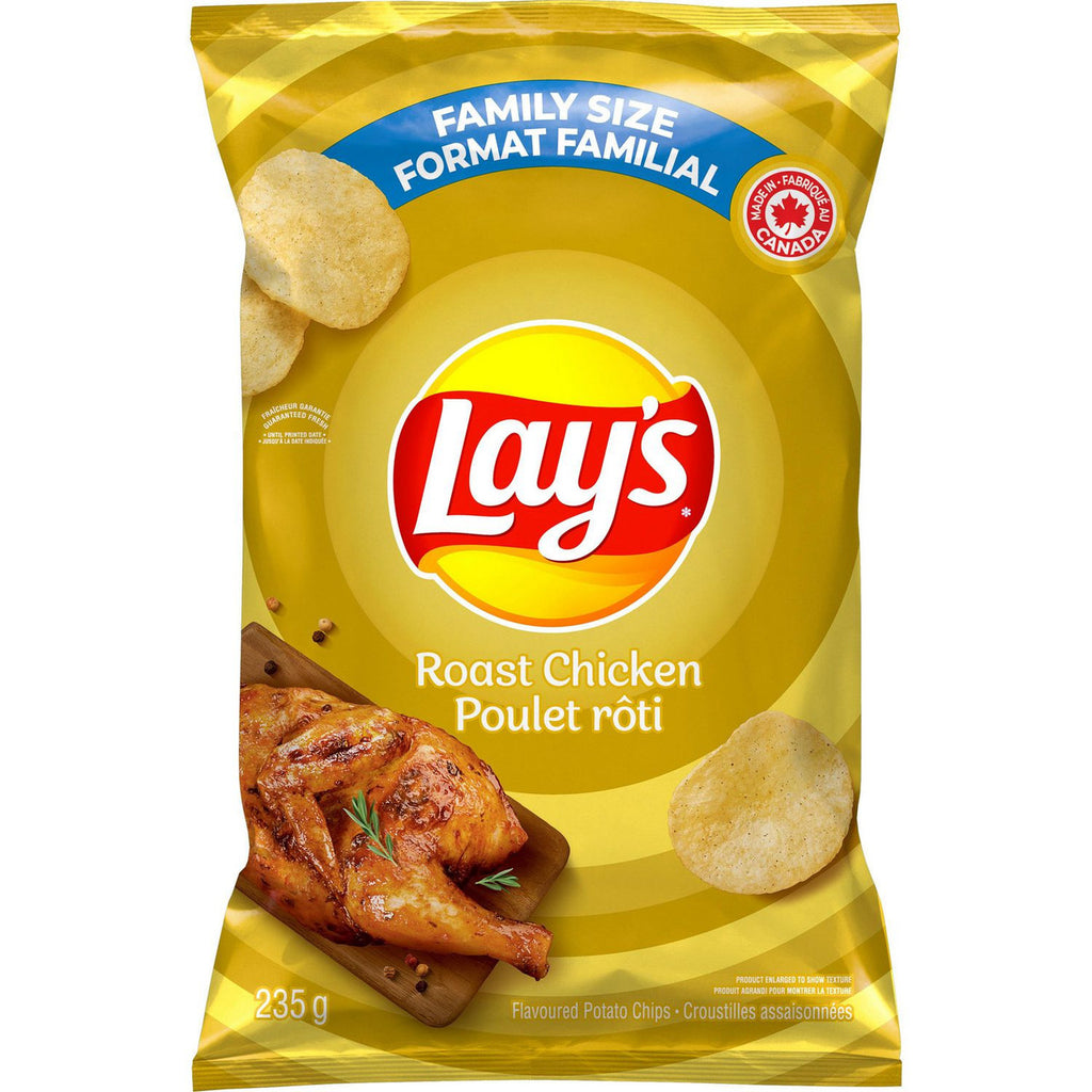 Lay's Potato Chips Roast Chicken Flavored Chips 235g/8.2 oz., Bag {Imported from Canada}