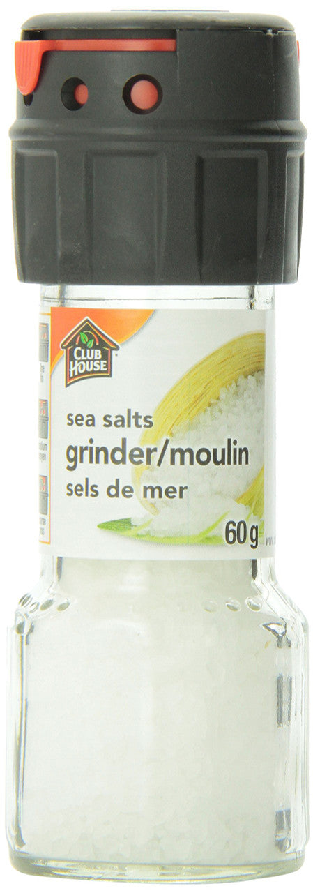 Club House, Quality Natural Herbs & Spices, Sea Salt, Grinder, 60g/2.1oz. (Imported from Canada)
