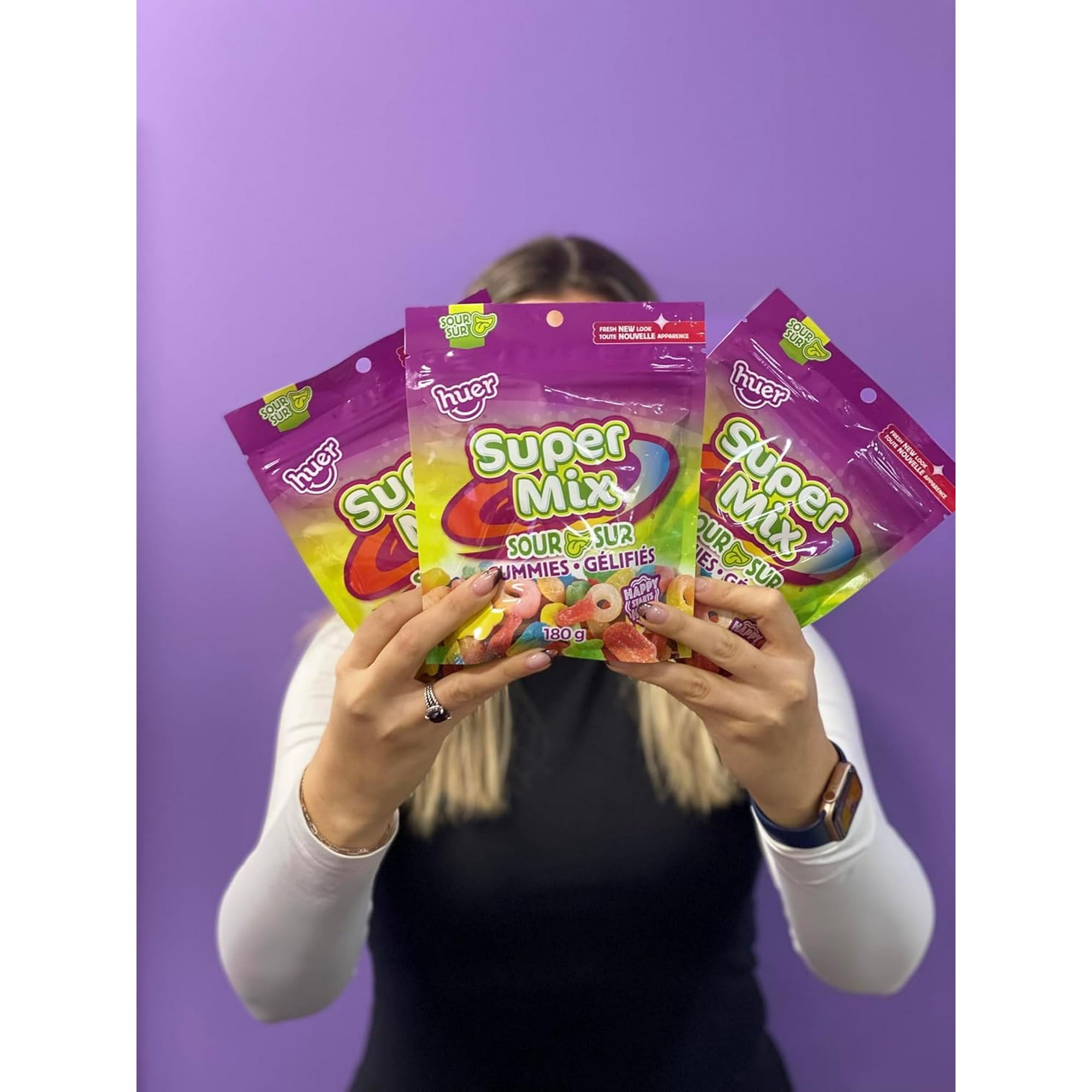 Huer Sour Super Mix Gummies, 180g/6.3 oz