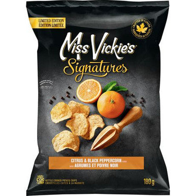 Miss Vickie's Signatures, Citrus & Black Peppercorn Potato Chips, 180g/6oz., Limited Edition, {Imported from Canada}