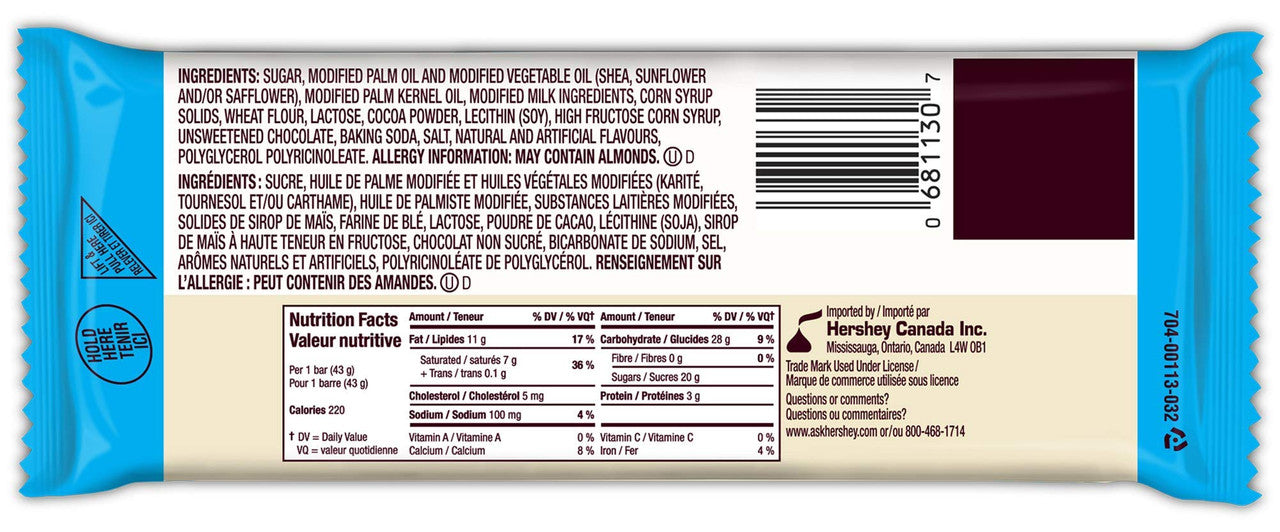 Hershey's Chocolate Bars, Cookies 'N' Creme, 4ct, 172g/6.1oz., {Imported from Canada}