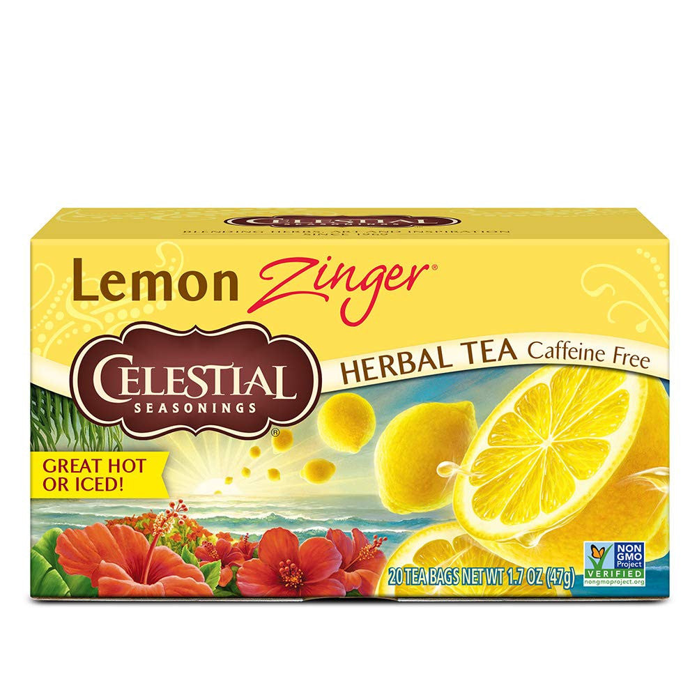 Celestial Seasonings 100% Natural Lemon Zinger Herbal Tea 20 ct {Imported from Canada}