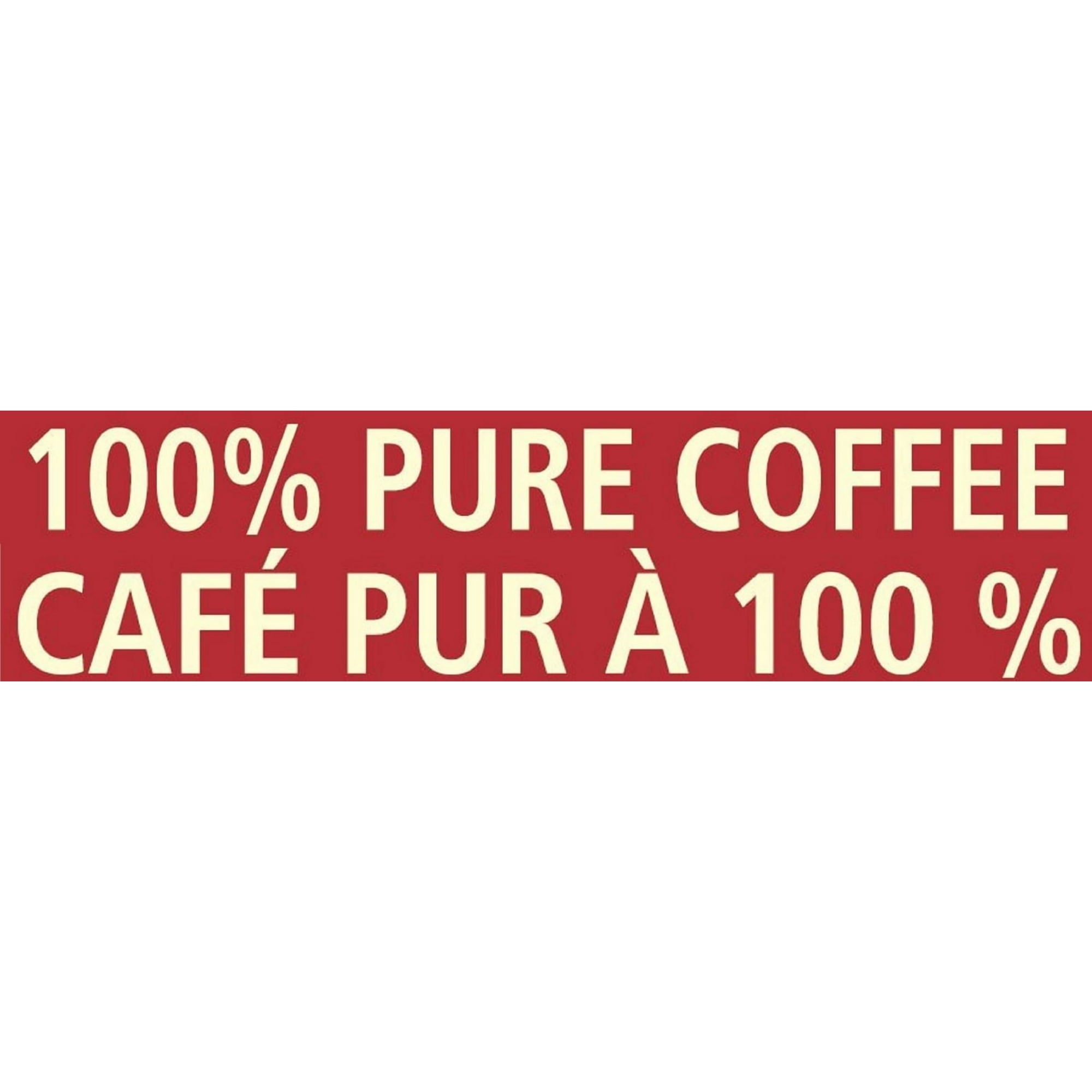 Red banner with white text '100% Pure Coffee' 