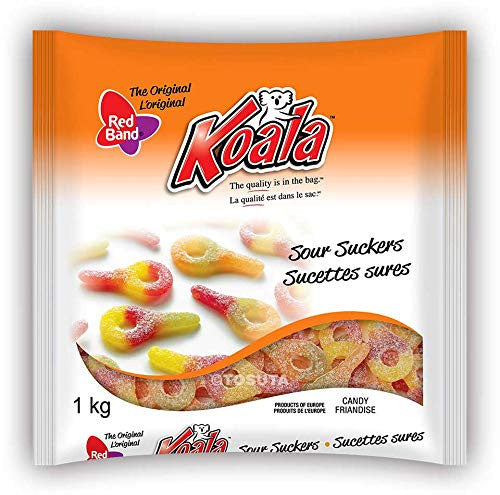 Koala Red Band Sour Suckers Gummy Candy, 1kg/35.2oz, bag {Imported from Canada}