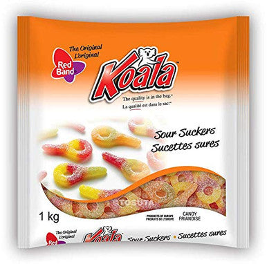 Koala Red Band Sour Suckers Gummy Candy, 1kg/35.2oz, bag {Imported from Canada}