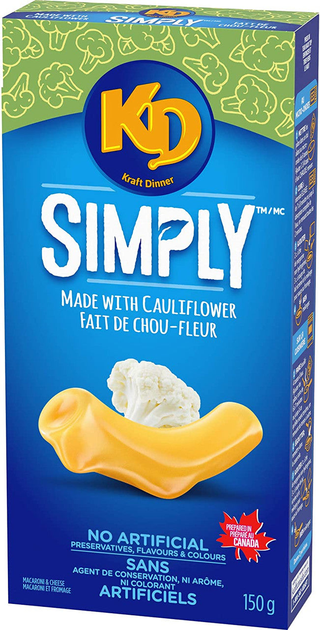 Kraft Dinner Simply Macaroni & Cheese with Cauliflower, 150g/5.3 oz., {Imported from Canada}