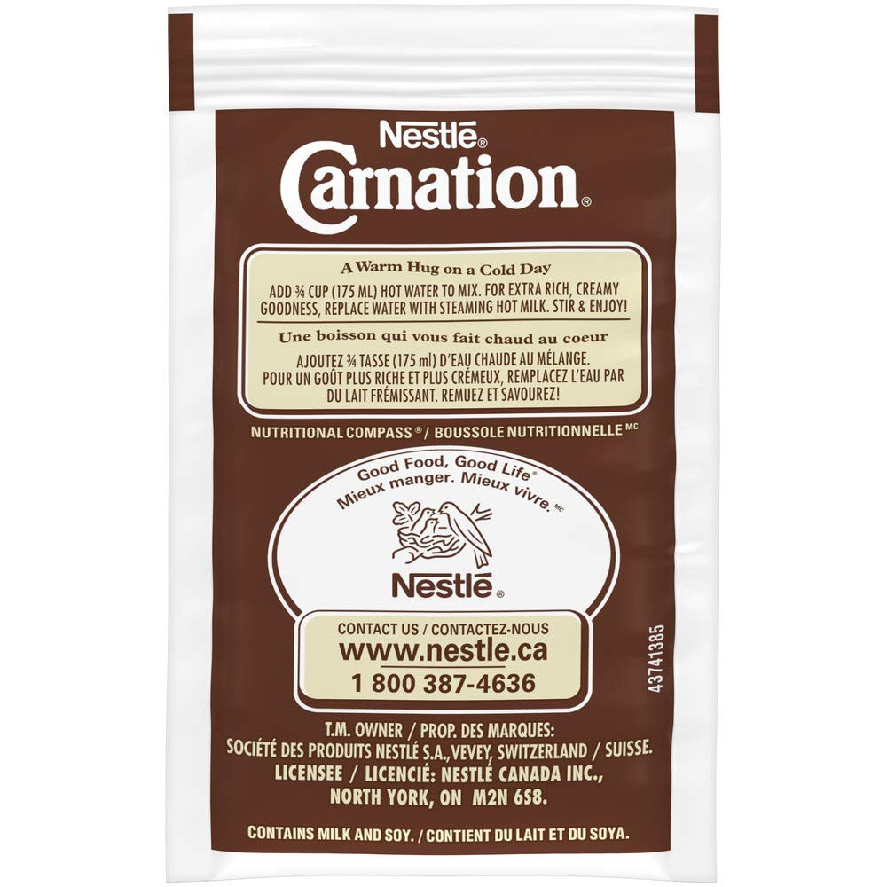 Nestle Carnation Hot Chocolate, Rich and Creamy, (10ct x 25g) sachets, {Imported from Canada}
