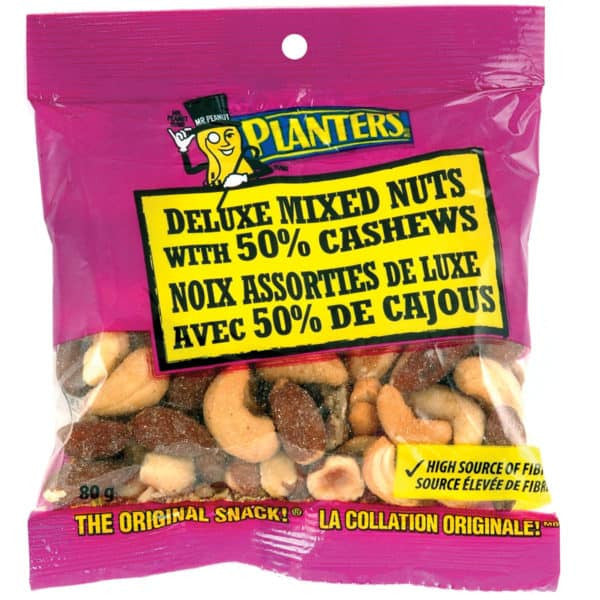 Planters Deluxe Mixed Nuts, 50% Cashews 80g/2.8oz., 12 Pack {Imported from Canada}
