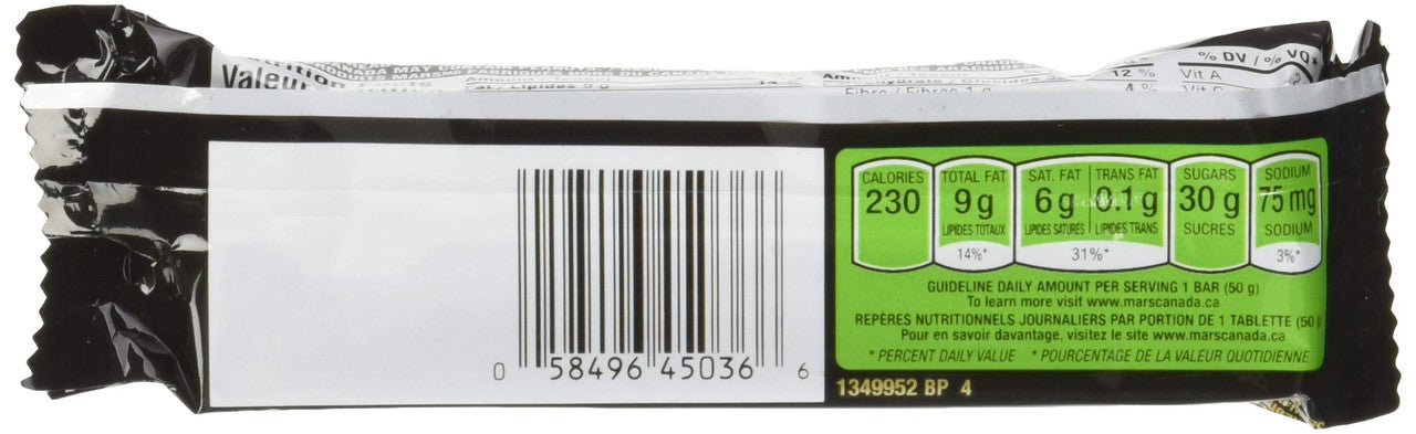 Mars Fudge Chocolate Candy Bar, 50g/1.8oz, (Imported from Canada)