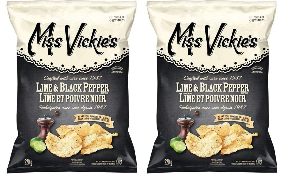 Miss Vickies Kettle Cooked Lime & Black Pepper, Potato Chips (2-Pack) {Imported from Canada}
