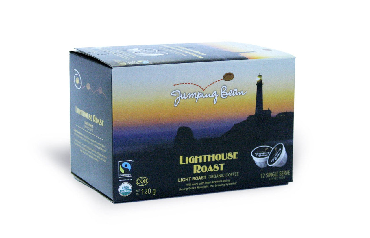 Jumping Bean Lighthouse Roast Coffee Keurig, 120g/4.2 oz., 12ct Box, {Imported from Canada}