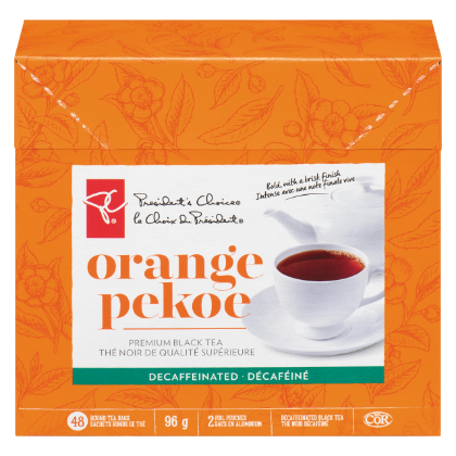 President's Choice, Orange Pekoe Decaffeinated Black Tea, 96g/3.4oz., 48ct, (3 Pack) {Imported from Canada}