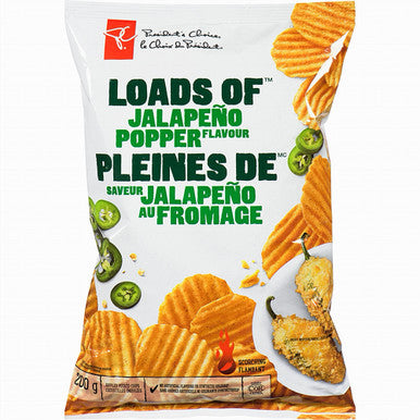 President's Choice Loads Of Jalapeno Popper Potato Chips, 200g/7.1 oz., {Imported from Canada}