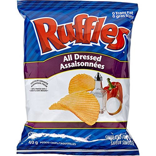 all dressed ruffles chips Lays 48pk (40g per pack) Satisfying Crunch — A Choose a Size Range:Men's 30W-40W ($12.50) - Assorted size-44 Dk_Brown/Aqua Windsor Vine Hannah