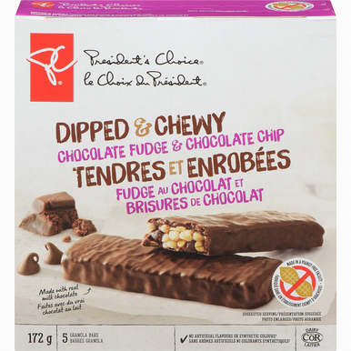 PC Dipped & Chewy Chocolate Fudge & Chocolate Chip Bars, 172g/6.1 oz., {Imported from Canada}