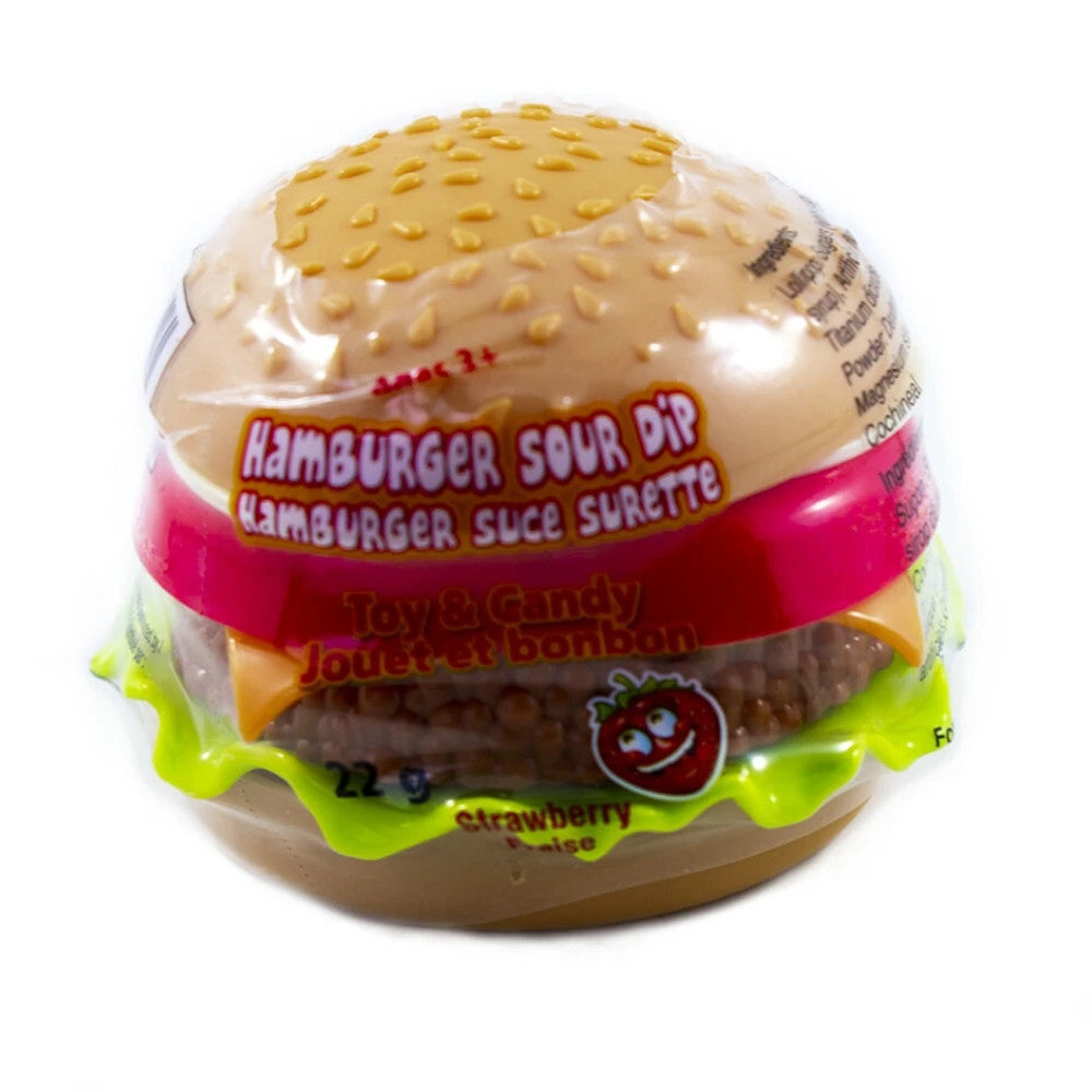 Hamburger Sour Dip Candy (12ct), (22g/0.8 oz) {Imported from Canada}