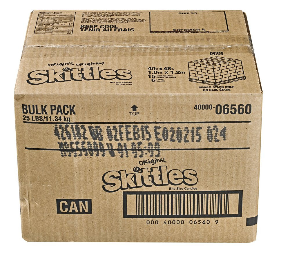 Skittles Original, Gummy Candy, Bulk Box, 11.34kg/25lbs {Imported from Canada}